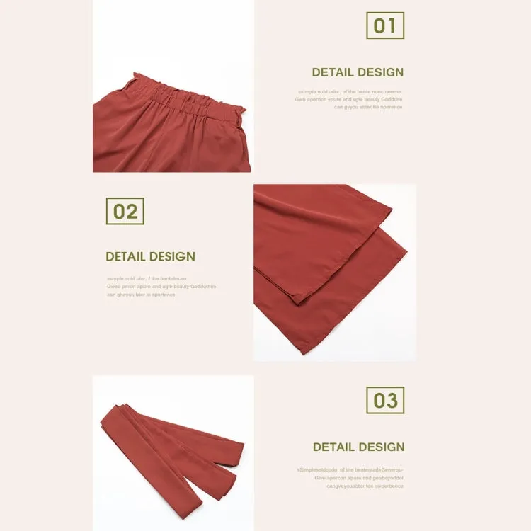 Women Fashion High-Waist Solid Color Cropped Trousers Casual Flared Pants