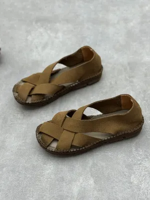 Women Summer Casual Leather Weaven Flat Shoes