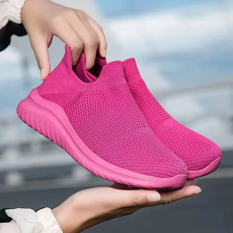 Women's & Men's Autumn Couple Flying Woven Socks Mouth Casual Shoes