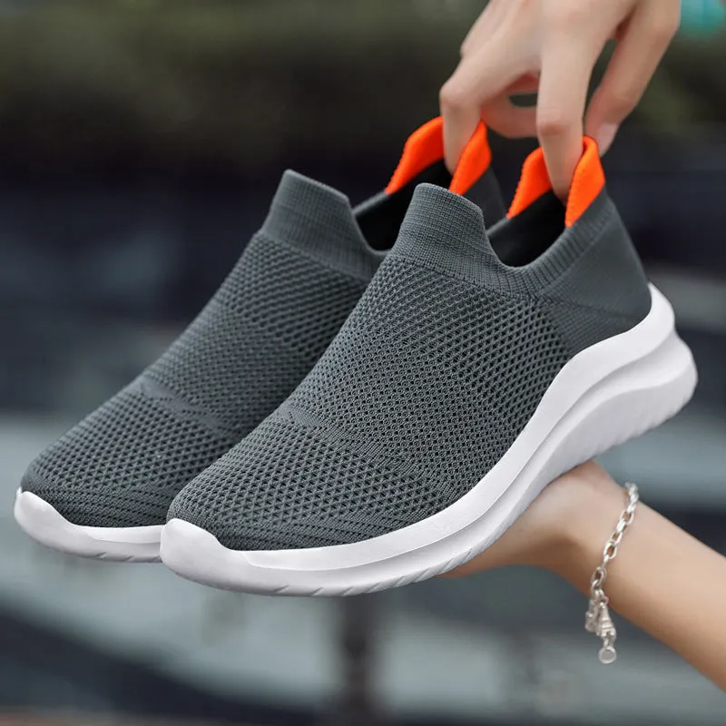 Women's & Men's Autumn Couple Flying Woven Socks Mouth Casual Shoes