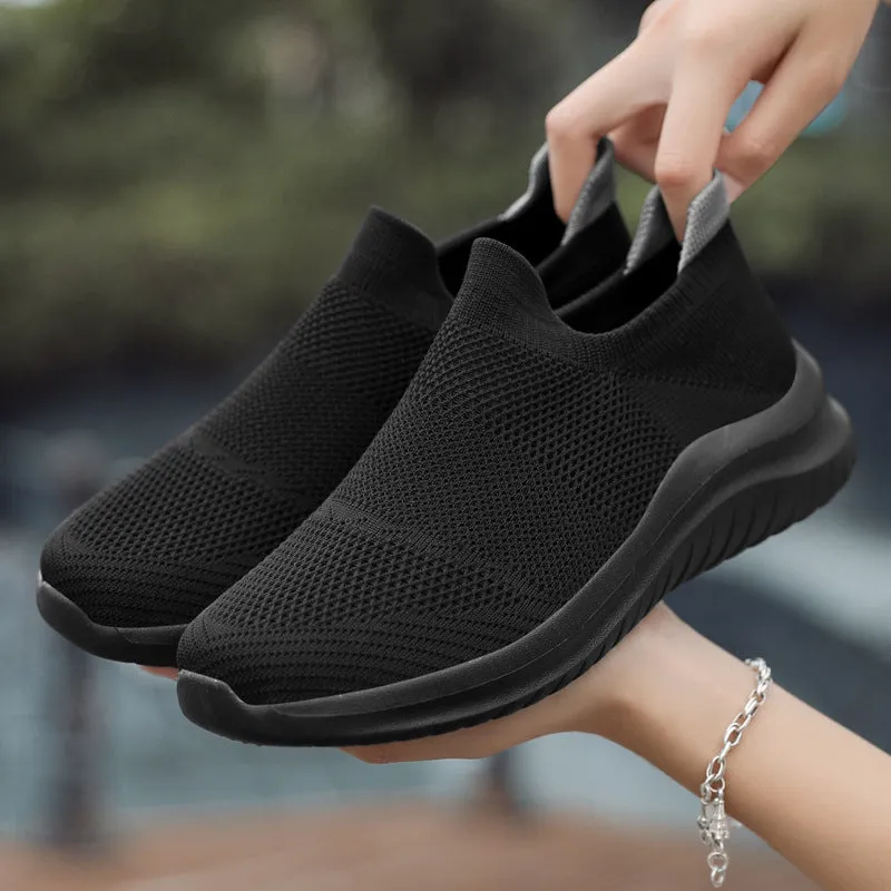 Women's & Men's Autumn Couple Flying Woven Socks Mouth Casual Shoes