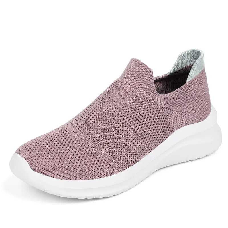 Women's & Men's Autumn Couple Flying Woven Socks Mouth Casual Shoes