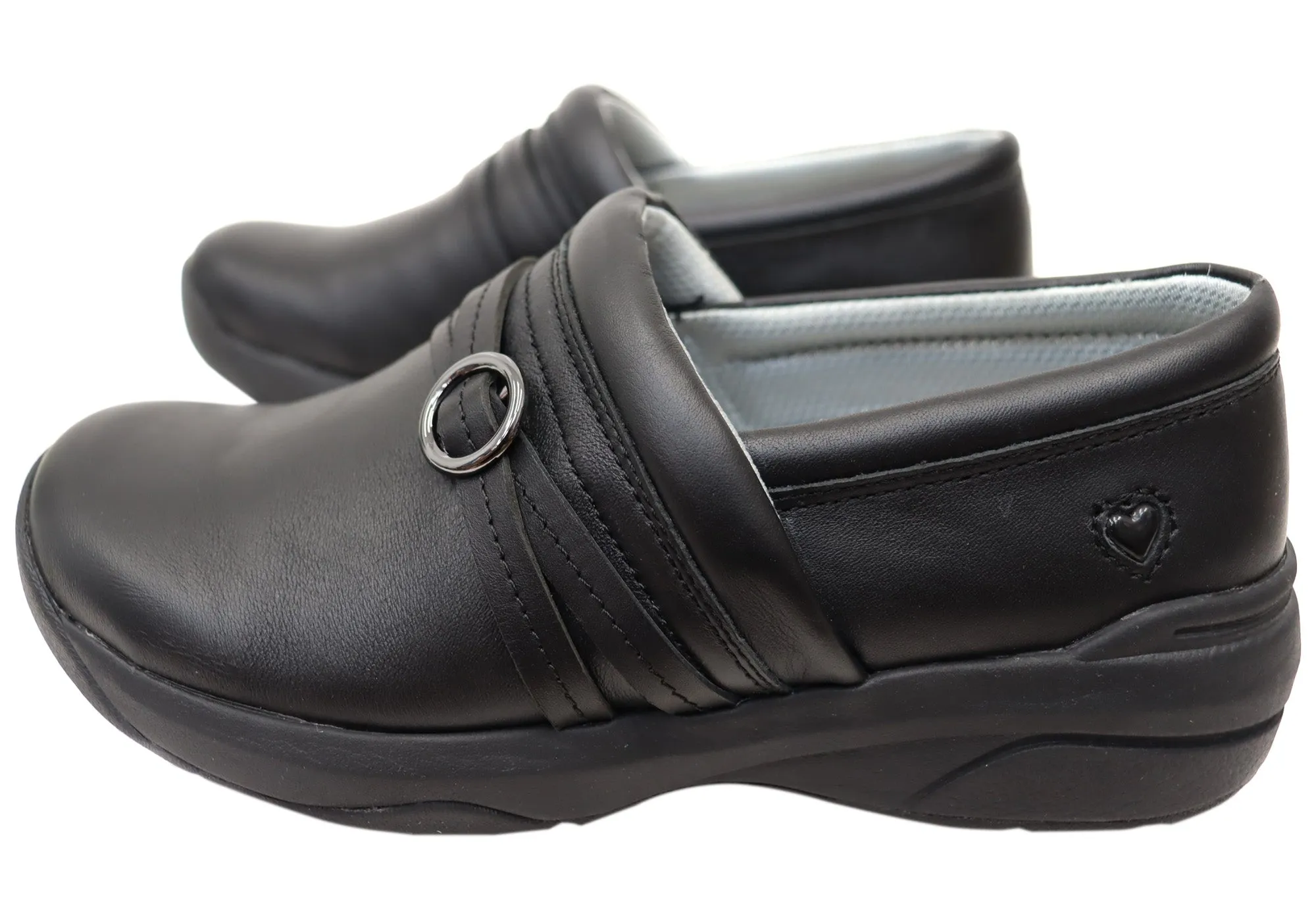 Womens Nurse Mates Ceri Comfortable Wide Fit Leather Slip On Shoes