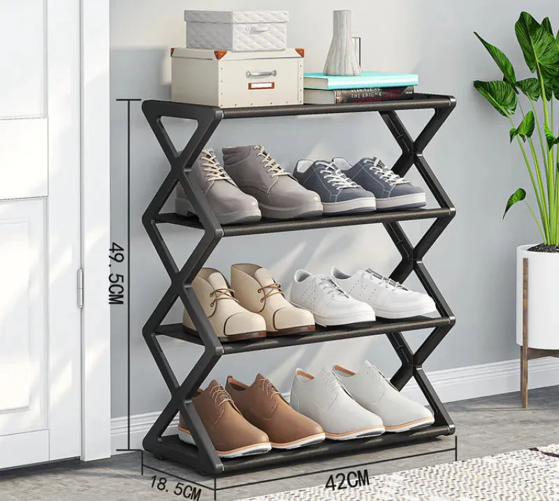 X-Shaped Multi-Layer Shoe and Hat Rack