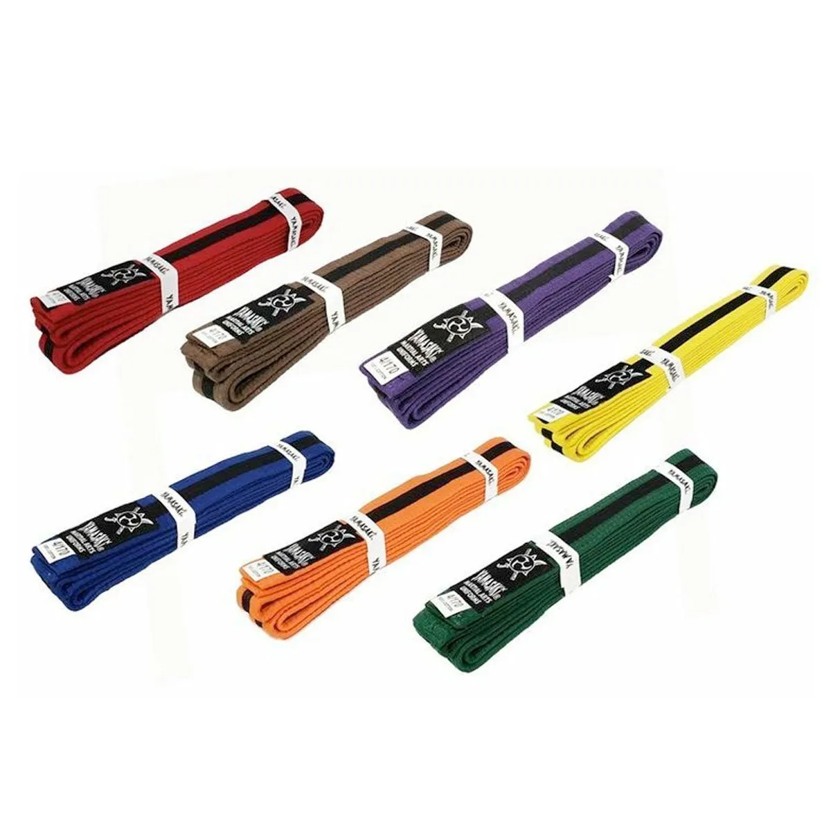 Yamasaki Coloured Martial Arts Belts with Black Stripe